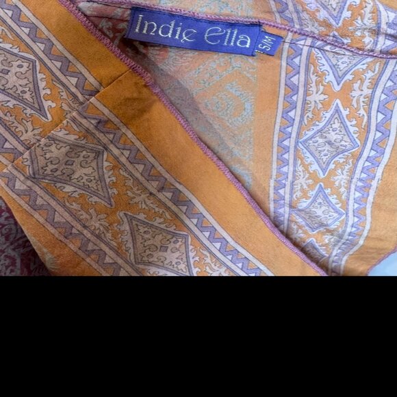 Indie Ella | 100% Silk Colourful Patterned Shift Dress | Small/Medium - Picture 2 of 8